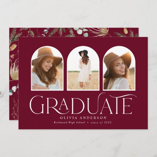 Foto-Bogen-Aquarell-Botanische Blüte Ankündigung (Vorne/Hinten)