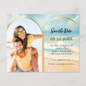 Foto Bogen Beach Hochzeit Save the Date Karte (Vorderseite)