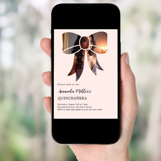 Foto-Bogen-Creme elegant Quinceanera Einladung