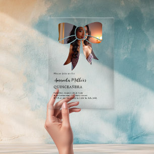 Foto-Bogen elegant klar Quinceanera Acryleinladungen