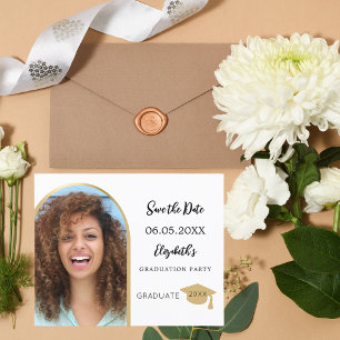 Foto Bogen Gold Abschluss Save the Date Karte