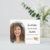 Foto Bogen Gold Abschluss Save the Date Karte (Stehend Vorderseite)