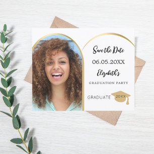 Foto Bogen Gold Graduation Party Save the Date Flyer