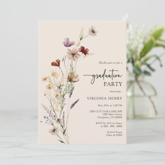 Foto Boho Abschluss Einladung (Stehend Vorderseite)