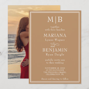 Foto Boho Beige Moderne Grenze Minimalistische Hoc Einladung