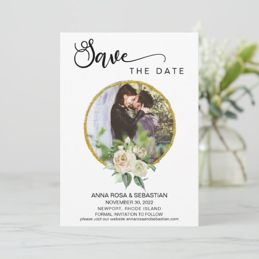 *~* FOTO Boho Blumenzwiebeln Hochzeit Das Datum sp Save The Date (Stehend Vorderseite)