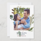 Foto Boho Burgundy Navy Mauve Floral Wedding Einladung (Rückseite)