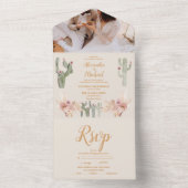 Foto Boho Desert Cactus Wedding All In One Einladung (Innen Boden)