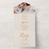 Foto Boho Pampass Grass Floral Wedding Rett All In One Einladung (Innen Boden)