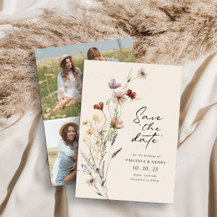 Foto Boho Save The Date Flachkarte