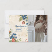 Foto Boho Strawberry Berry Sweet Baby Dusche Dankeskarte (Vorderseite)