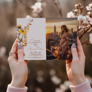 Foto Boho Wildblume Abschluss Einladung