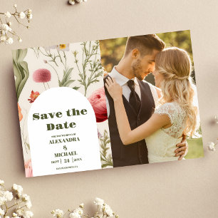 Foto Boho Wildblume Botanische Hochzeit Save The Date