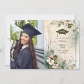 Foto Boho Wildblume Graduation Party Ankündigung (Vorderseite)