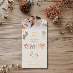 Foto Boho Wüstenkaktus Hochzeit All In One Einladung