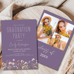 Foto Boho zur Graduierungspartei für lila Wildblum Einladung