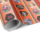 Foto Bold Bohemisch Orange Black Gradient Geburtst Geschenkpapier (Rolleneckpunkt)