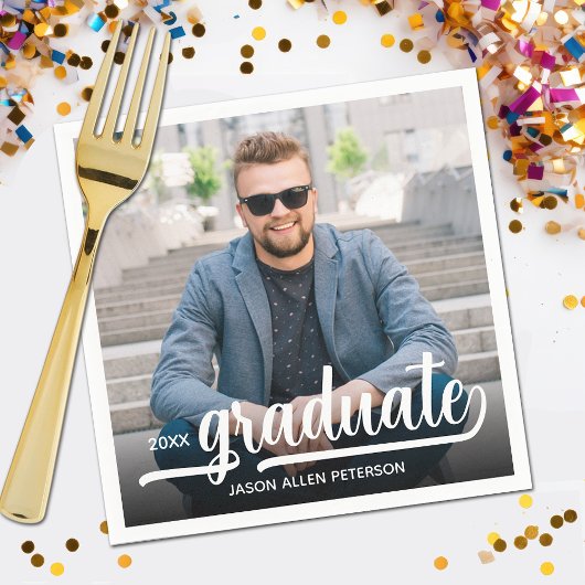 Foto Bold Graduate Script Graduate Party Serviette