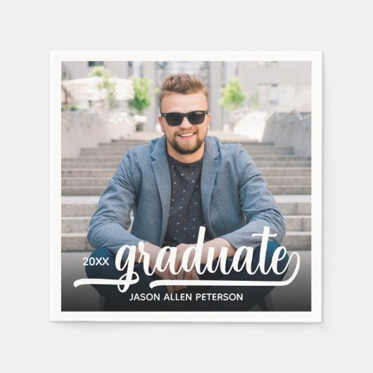 Foto Bold Graduate Script Graduate Party Serviette (Vorderseite)