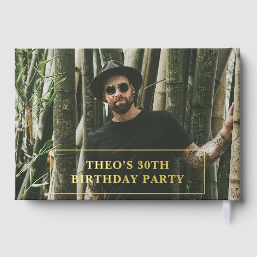 Foto Bold Retro Black Geburtstag Gästebuch (Rückseite)