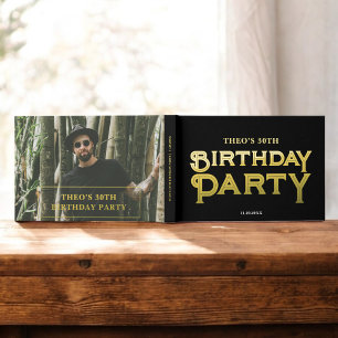 Foto Bold Retro Black Geburtstag Gästebuch
