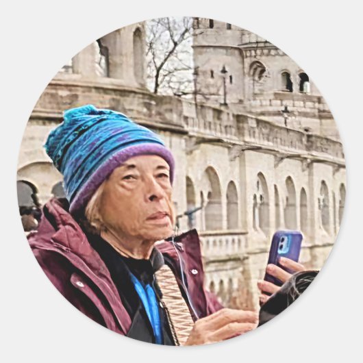 Foto-Bombe Runder Aufkleber (Vorderseite)