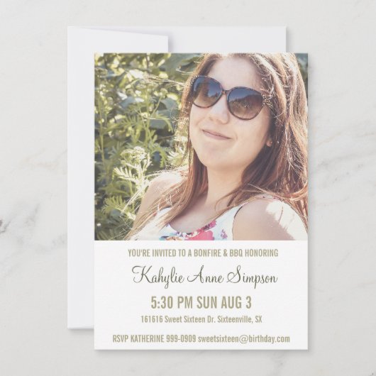 Foto-Bonbon 16 Geburtstags-Party Einladung (Vorderseite)