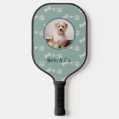 Foto Bone Paw Muster Sage Green Personalisiert Pickleball Schläger (Vorderseite)