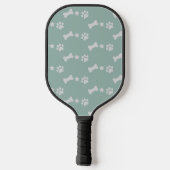 Foto Bone Paw Muster Sage Green Personalisiert Pickleball Schläger (Rückseite)