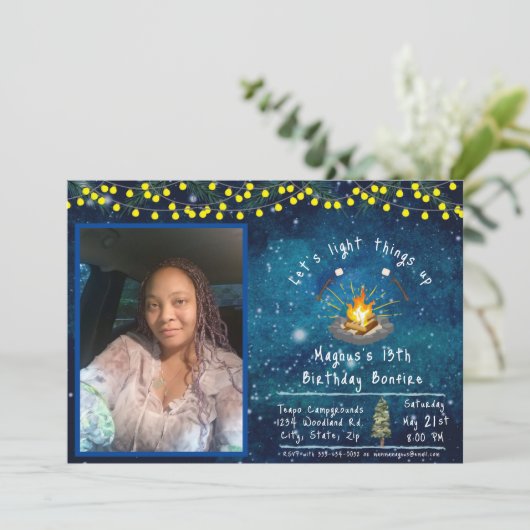 Foto Bonfire Party laden Einladung (Stehend Vorderseite)