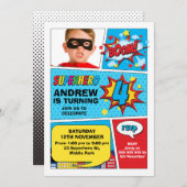 Foto Boom Superheldin 4. Geburtstag Einladung (Vorne/Hinten)