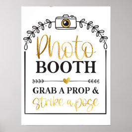 Foto Booth auf einer Pose White Gold Hochzeit Poster