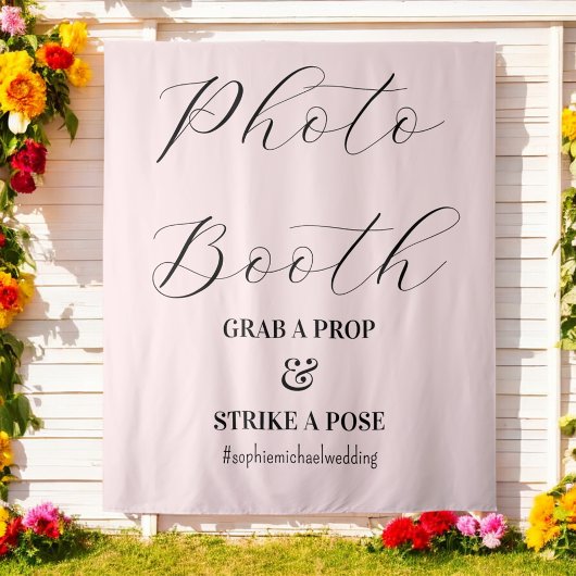 Foto Booth Blush Pink Wedding Wandteppich