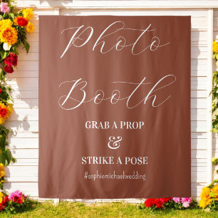 Foto Booth Brown Terracotta Wedding Wandteppich