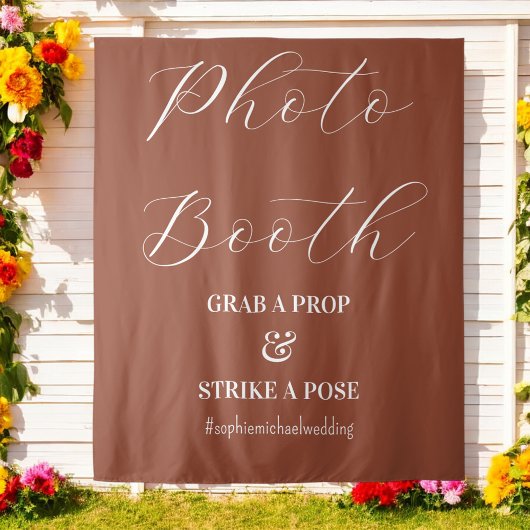 Foto Booth Brown Terracotta Wedding Wandteppich