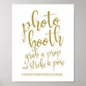 Foto Booth Gold Glitzer 8x10 Hochzeitszeichen Poster (Vorne)