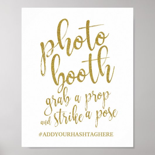 Foto Booth Gold Glitzer 8x10 Hochzeitszeichen Poster (Vorne)