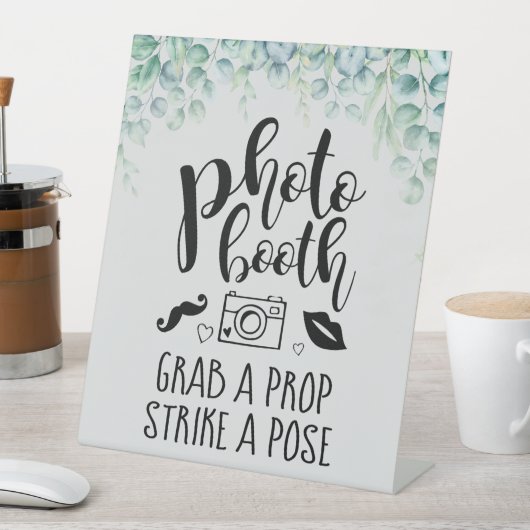 Foto Booth Grab a Prop Custom Eukalyptus Wedding Sockelschild (In Situ)