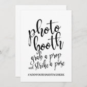 Foto Booth Hashtag Erschwingliches Zeichen Einladung (Vorne/Hinten)