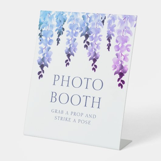Foto Booth Lila Blumenschrift Hochzeit Sockelschild (Vorderseite)