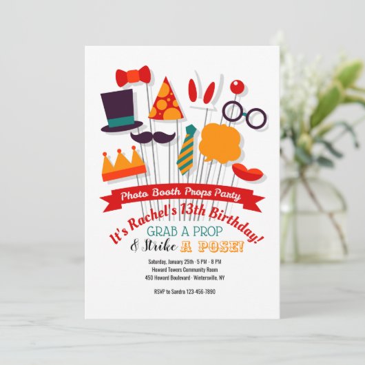 Foto Booth-Party Einladungen (Stehend Vorderseite)