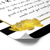 Foto Booth Poster Sign Black Strip & Gold Peony (Ecke)