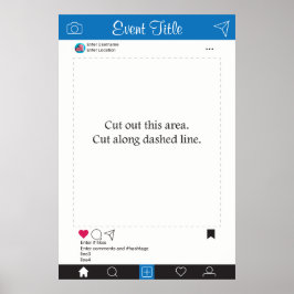 Foto Booth Prop Frame Poster Blau Schwarz