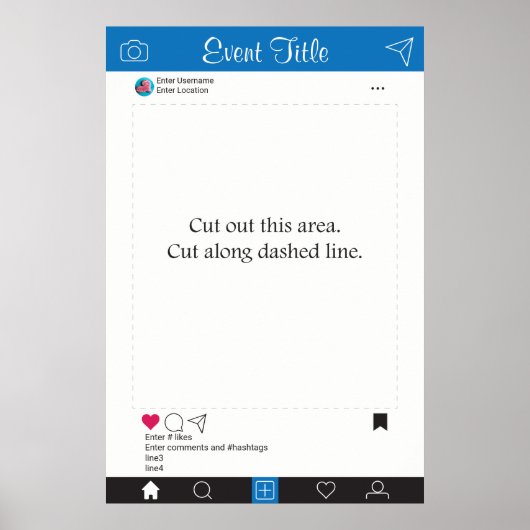 Foto Booth Prop Frame Poster Blau Schwarz (Vorne)