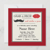 Foto Booth Prop Mustache Geburtstagsparty Einladung (Rückseite)