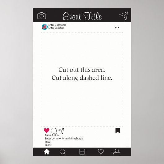 Foto Booth Prop Rahmen Poster Schwarz/Weiß (Vorne)