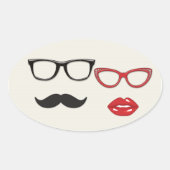 Foto Booth Propeller Schnurrbarter Ovaler Aufkleber (Vorderseite)