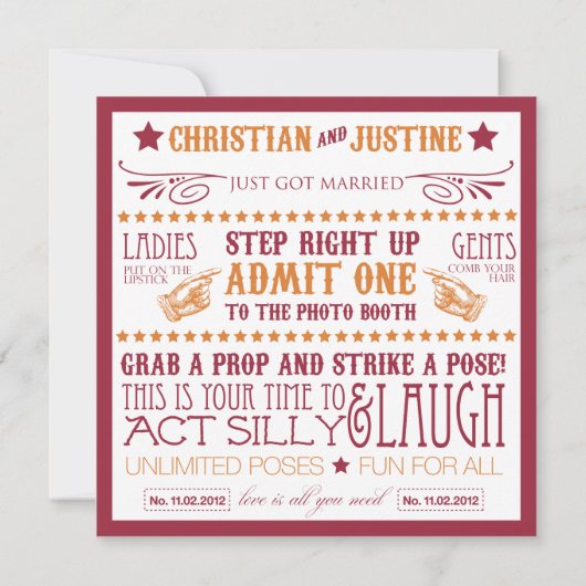 Foto Booth Signage Einladung (Rückseite)
