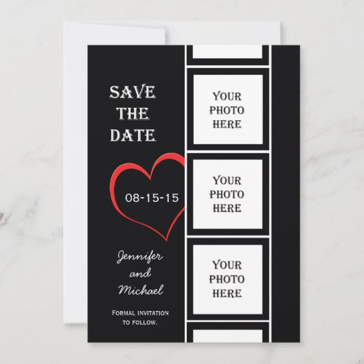 Foto Booth Style Save the Date Einladungskarte (Vorderseite)