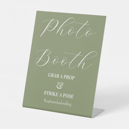 Foto Booth Wedding Sage Green Sign Sockelschild (Vorderseite)